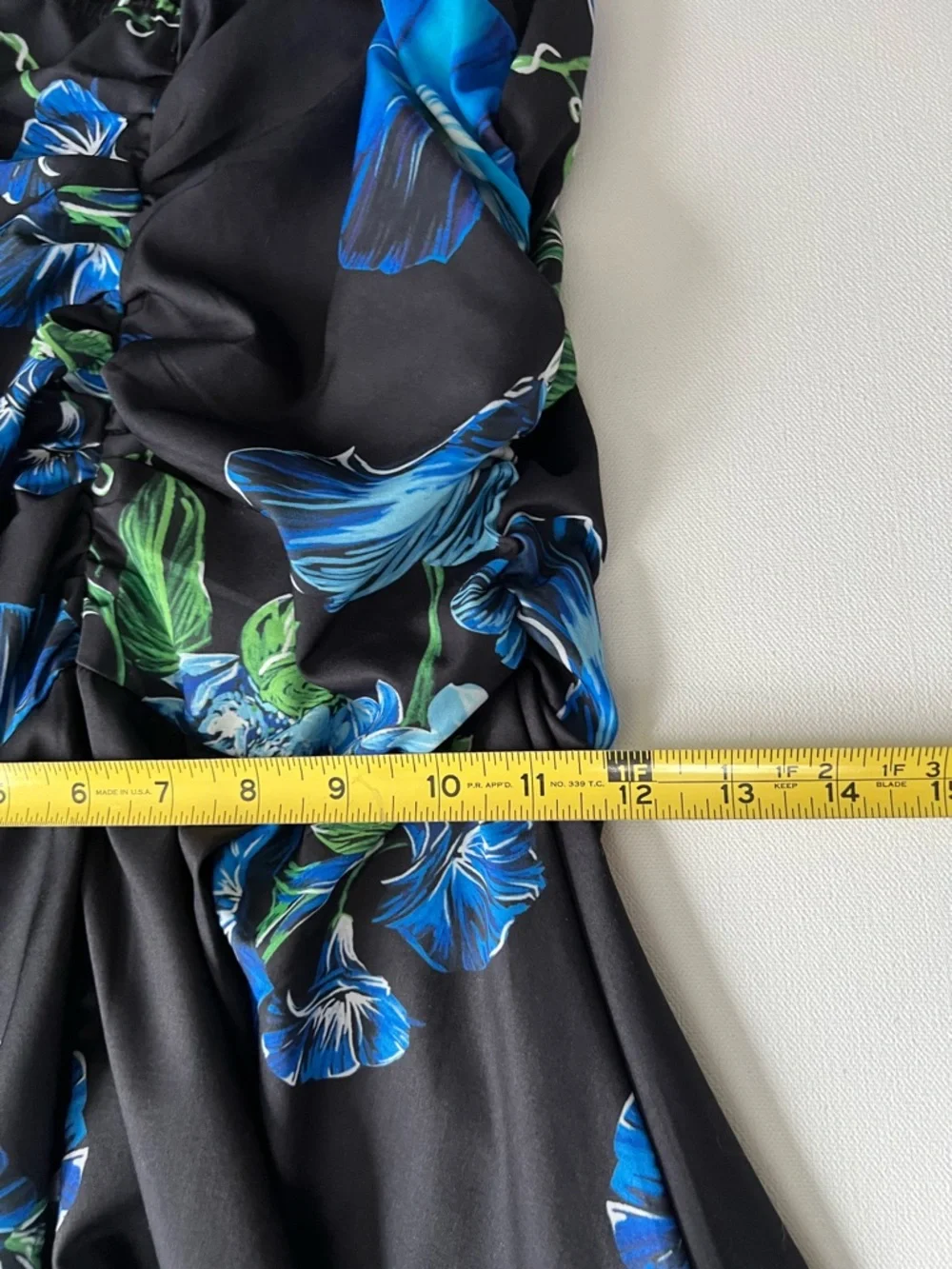 Women’s Black Floral Dress with Blue Morning Glory Print - L - Picture 5 of 9